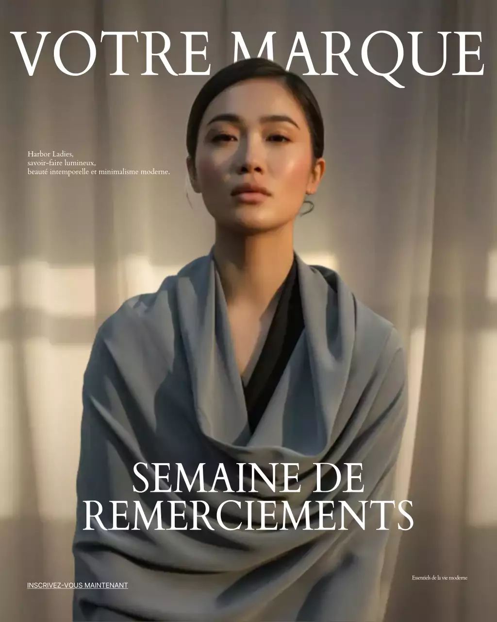 Publication Instagram promotionnelle sur la mode minimaliste grise