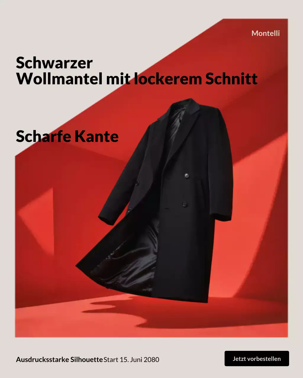 Instagram-Beitrag zur Werbung für schwarze moderne Mode