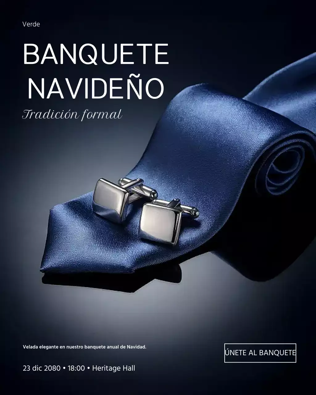 Invitación elegante para banquete en azul. Publicación de Instagram.