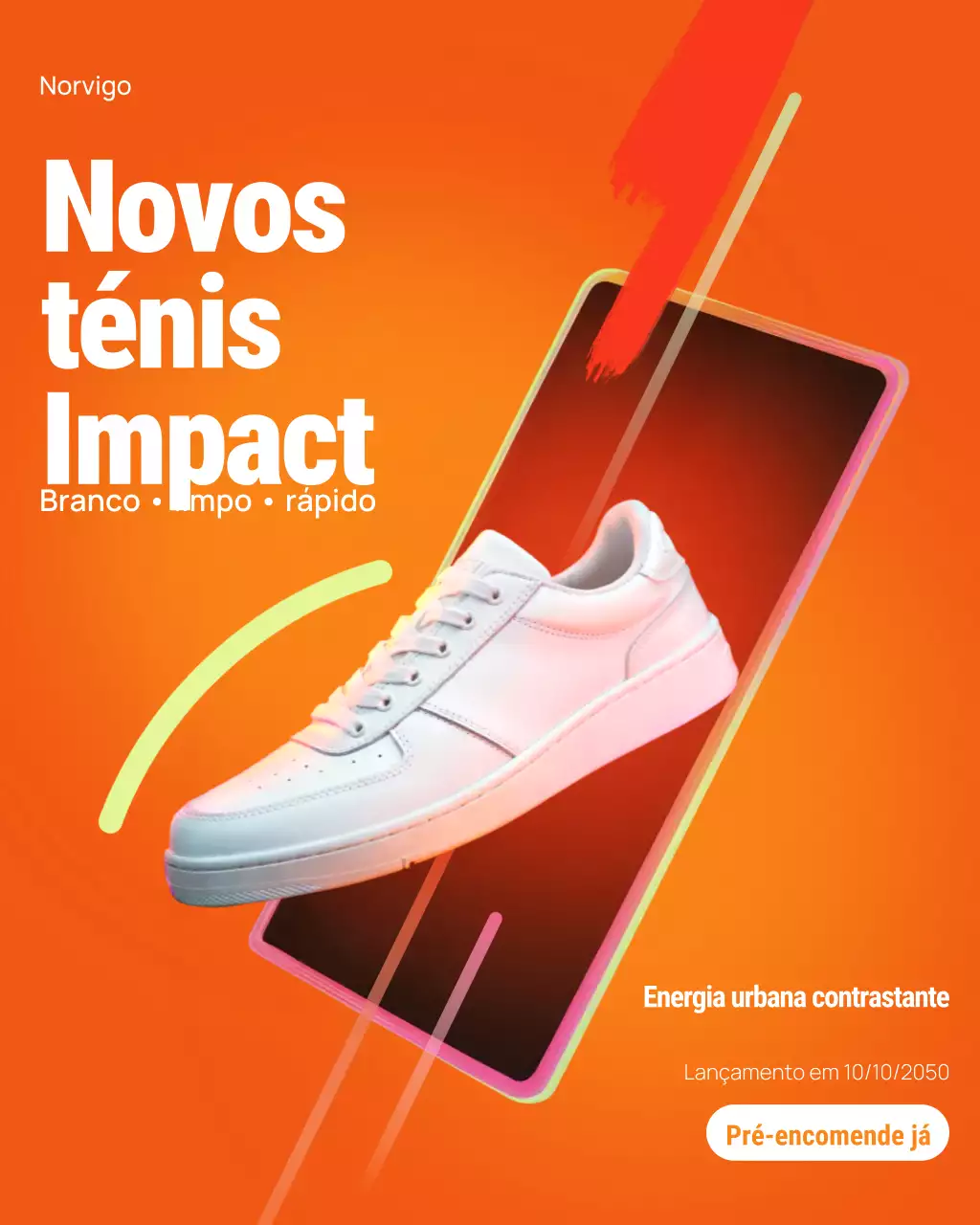 Postagem promocional do tênis Orange Modern no Instagram