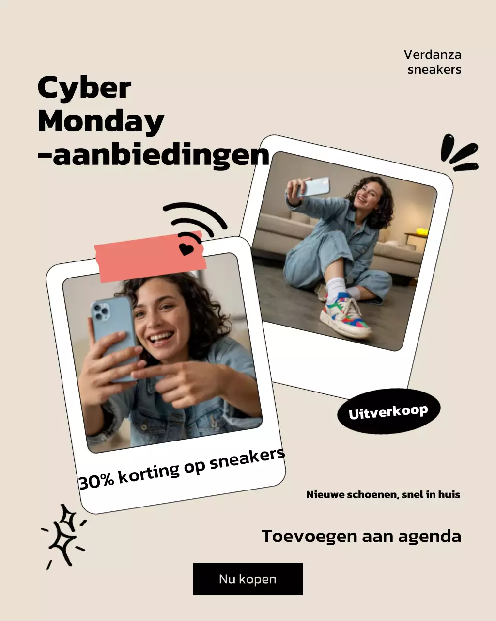 Beige moderne sneakers uitverkoop Instagram-bericht