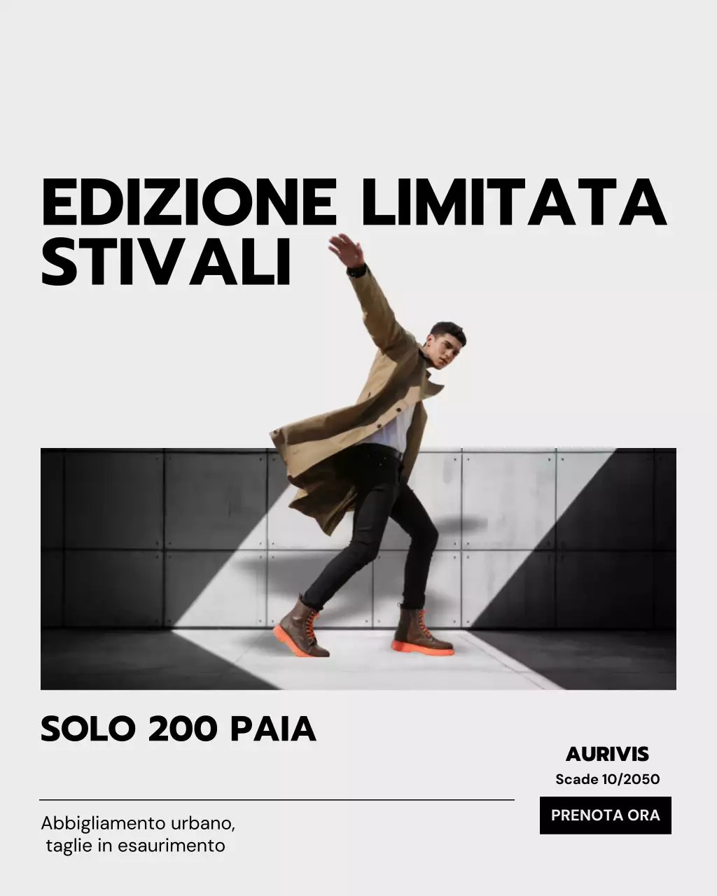 Post di Instagram sulla promozione degli stivali moderni arancioni