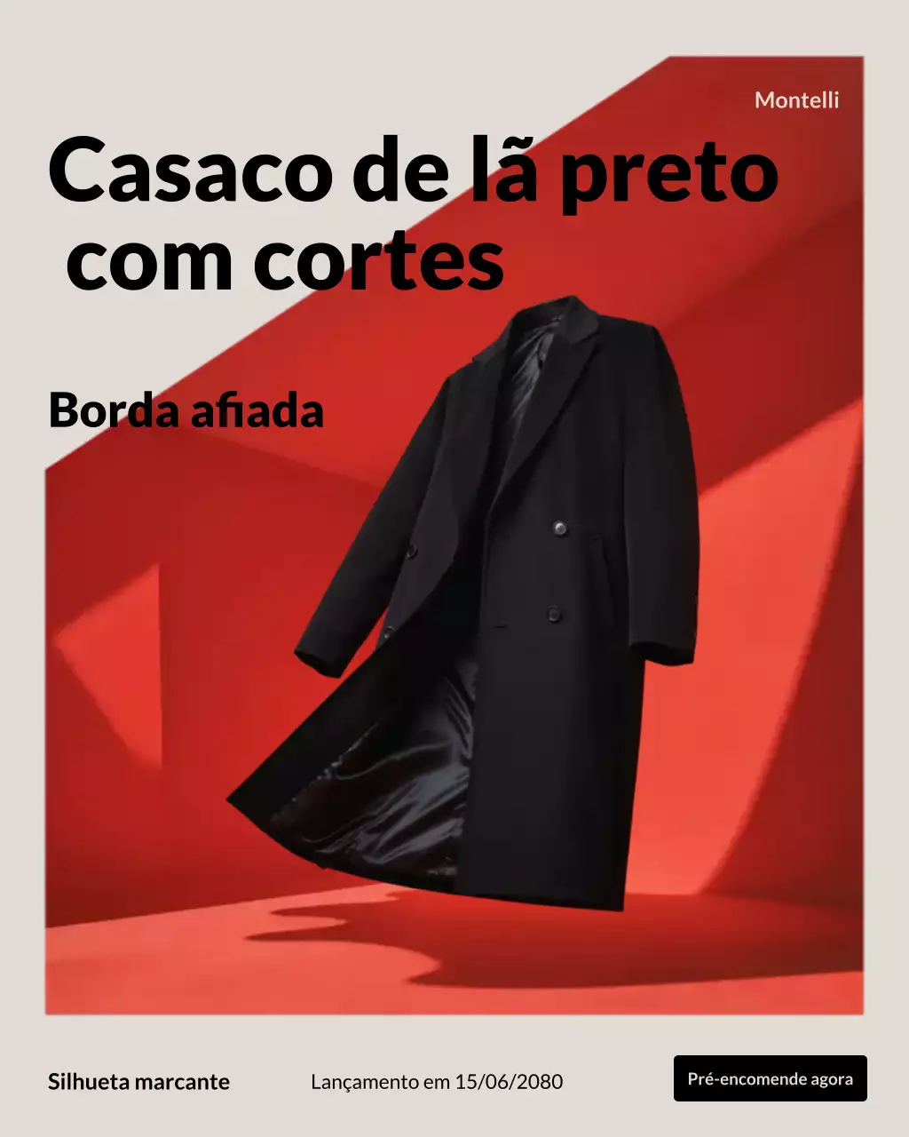 Publicação promocional de moda moderna preta no Instagram
