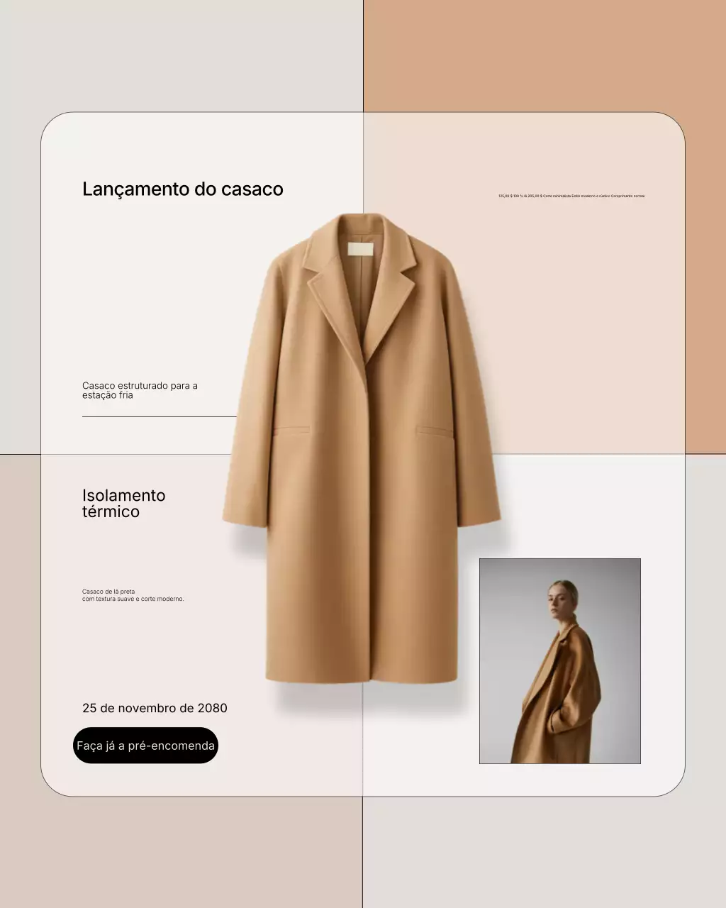 Postagem de promoção de moda minimalista bege no Instagram