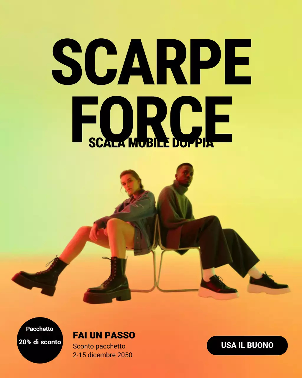 Post di Instagram sulla promozione delle calzature Yellow Bold