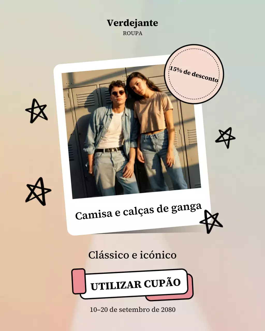 Postagem de promoção de moda retrô bege no Instagram