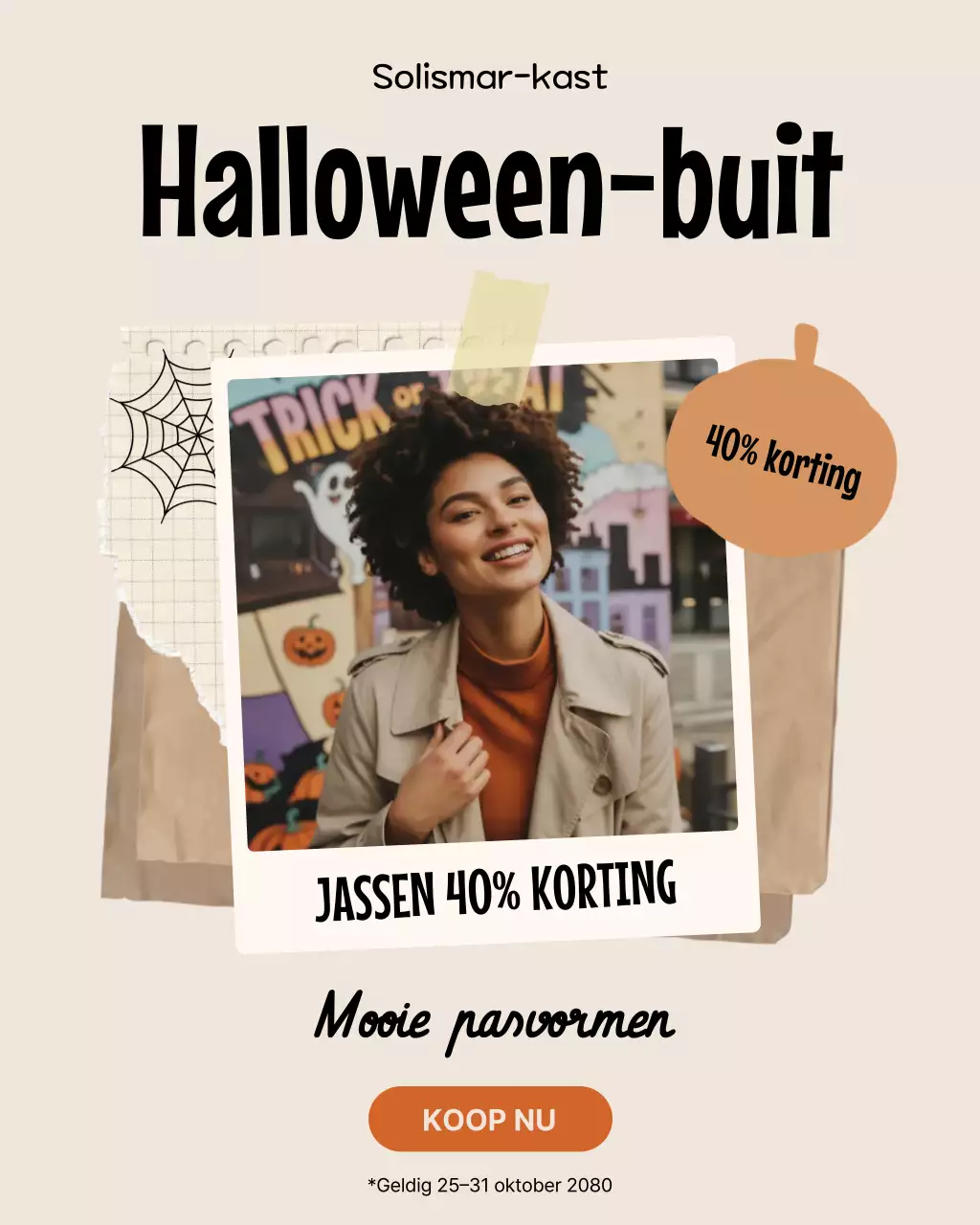Beige Retro Halloween Sale Promotie Instagram Post