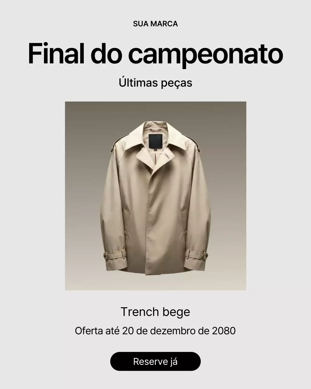 Publicação de anúncio de jaqueta clássica bege no Instagram