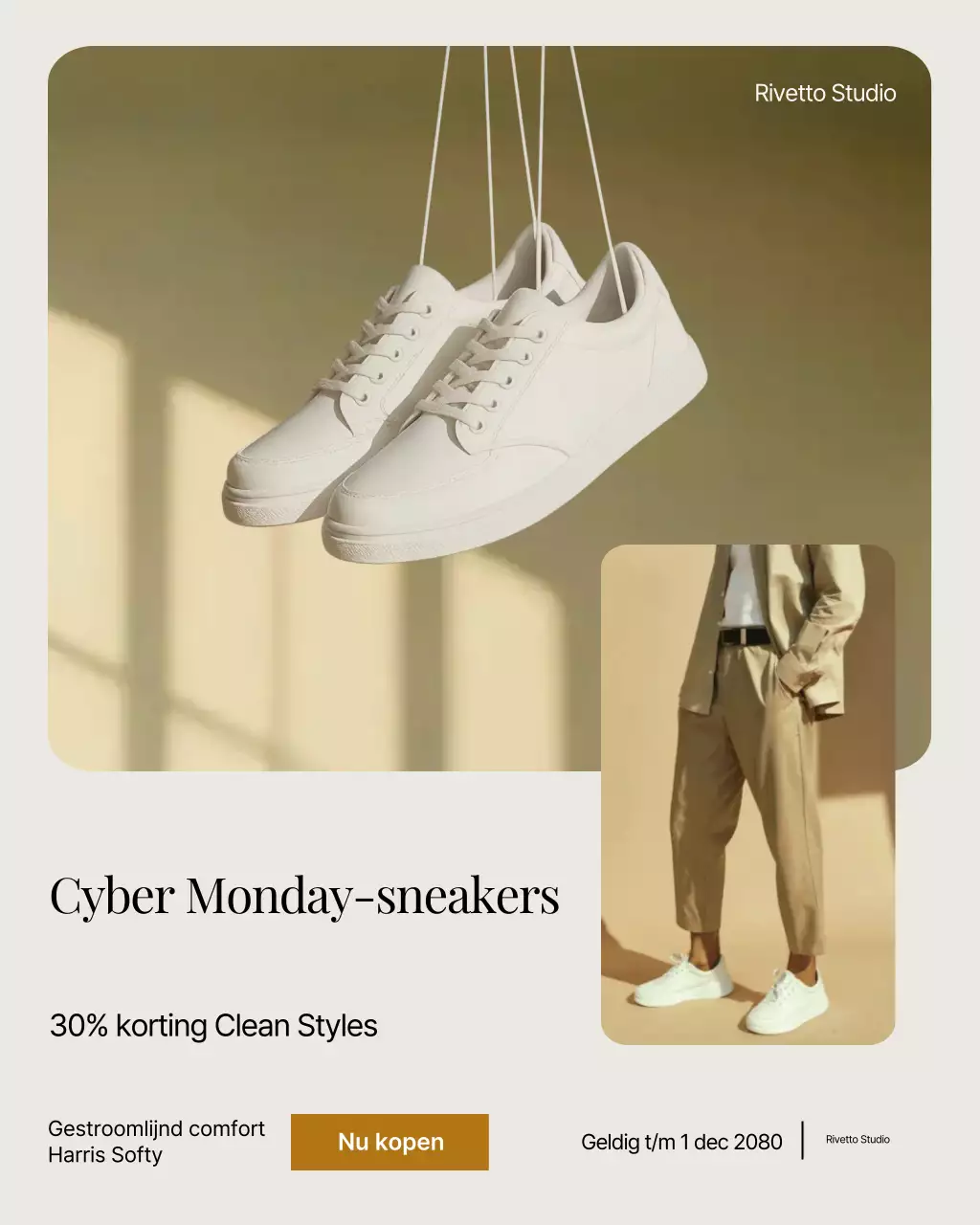 Witte moderne sneakers promotie-advertentie op Instagram-bericht