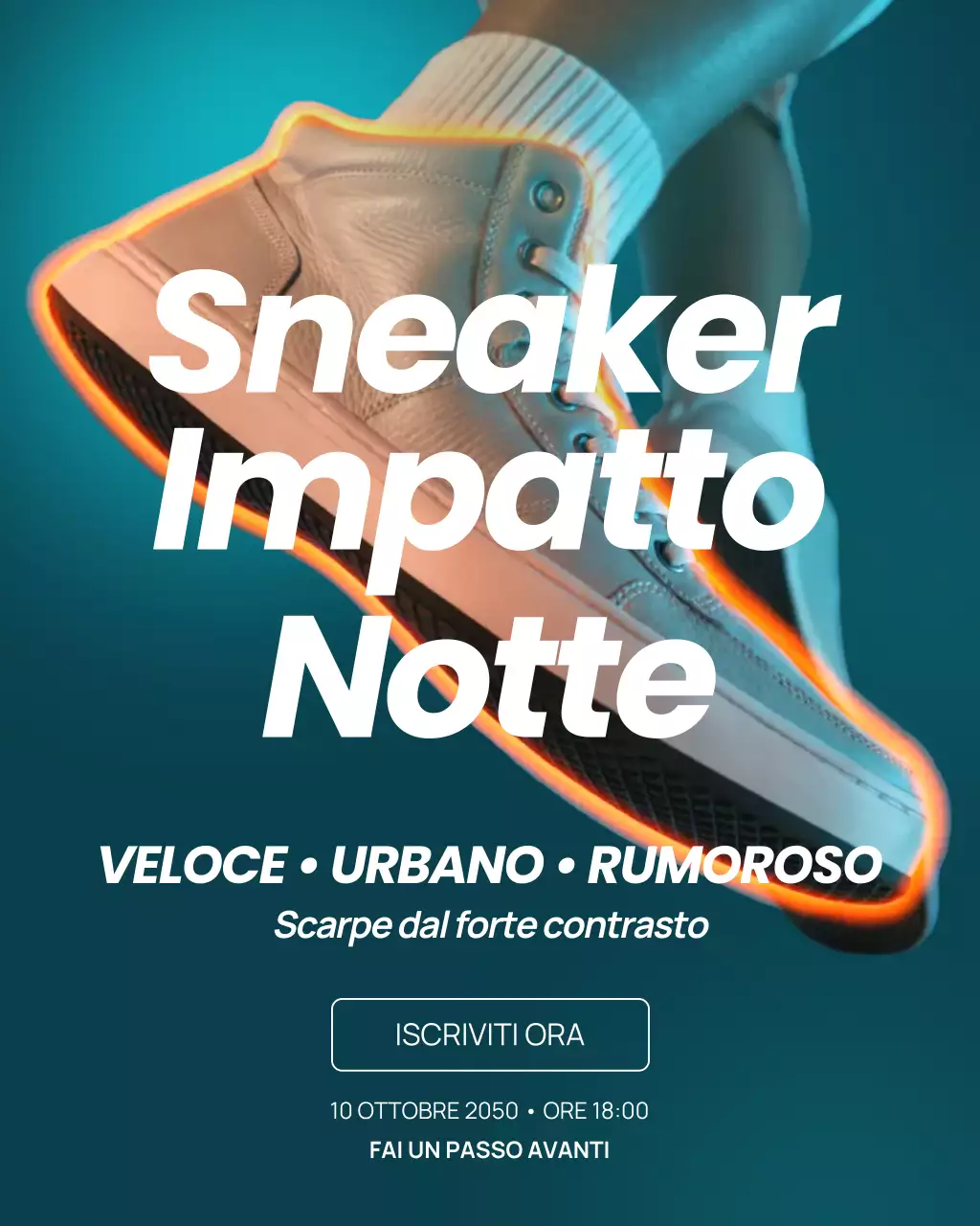 annuncio dell'evento sulle sneaker urbane al neon