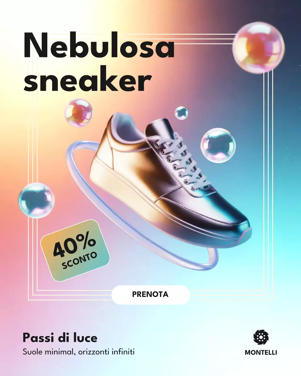 Post Instagram sulla promozione di sneaker moderne e colorate