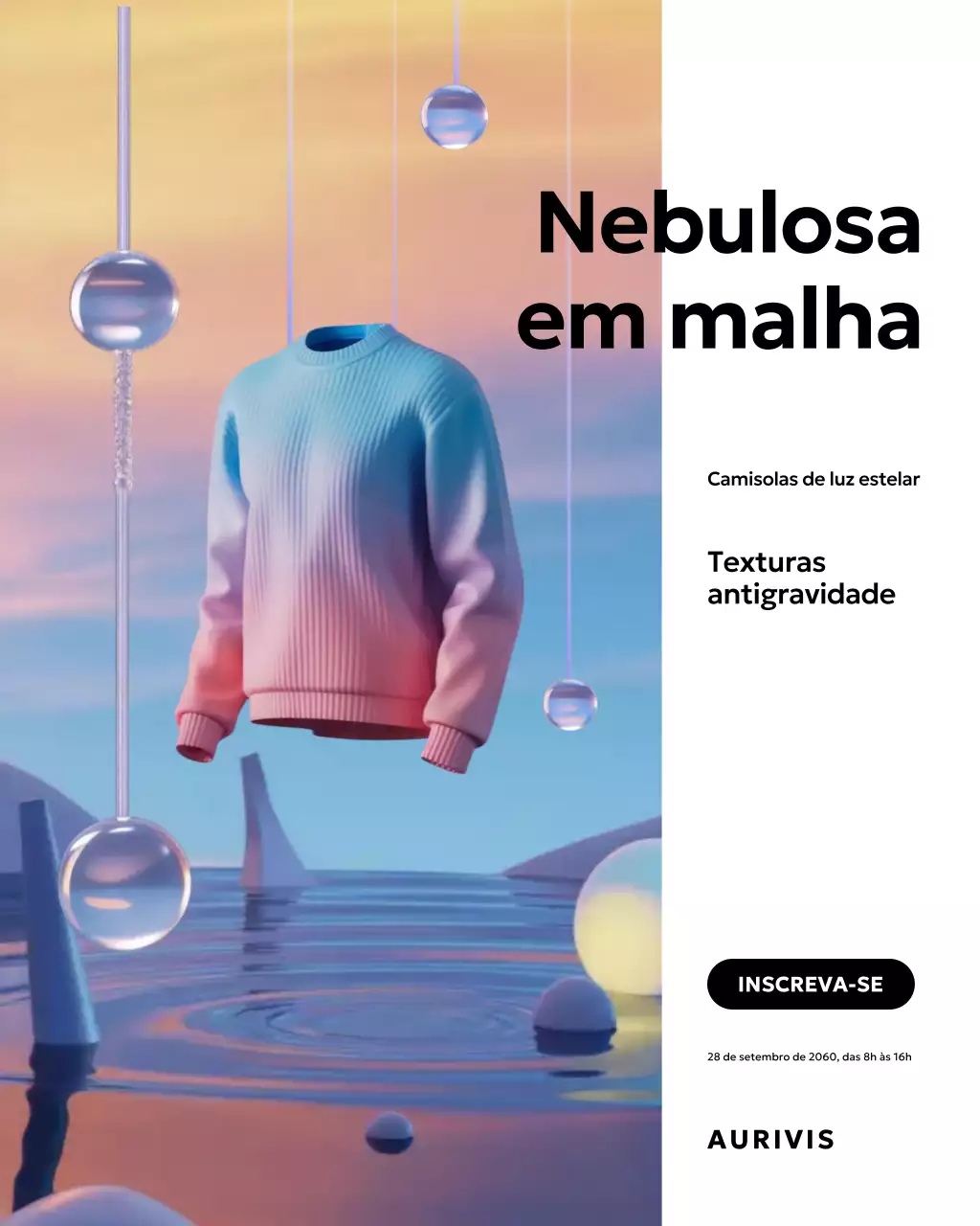 Postagem no Instagram sobre evento de moda futurista com arco-íris