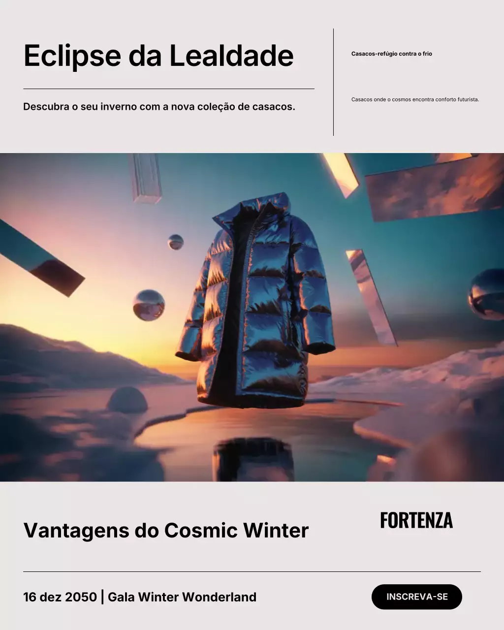 Postagem no Instagram de promoção de inverno futurista em prata