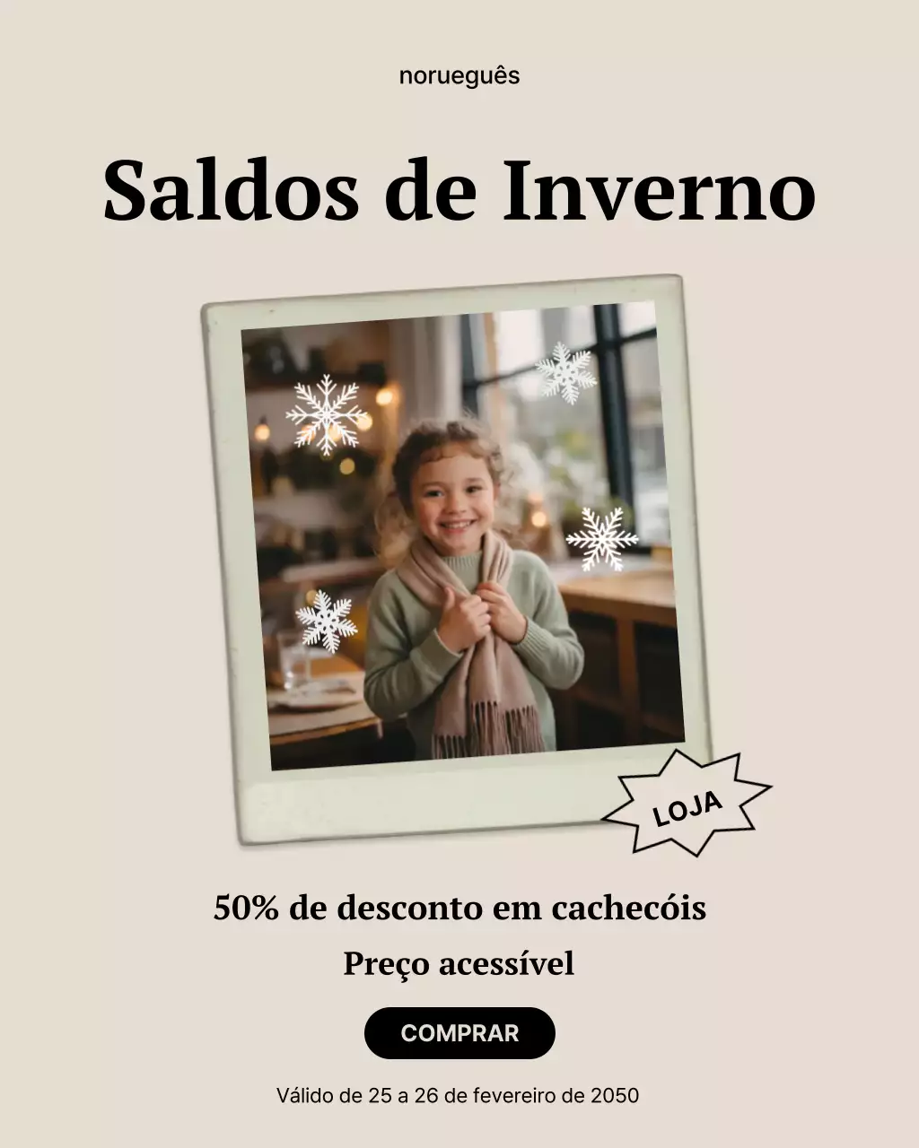 Postagem de promoção de inverno moderna bege no Instagram
