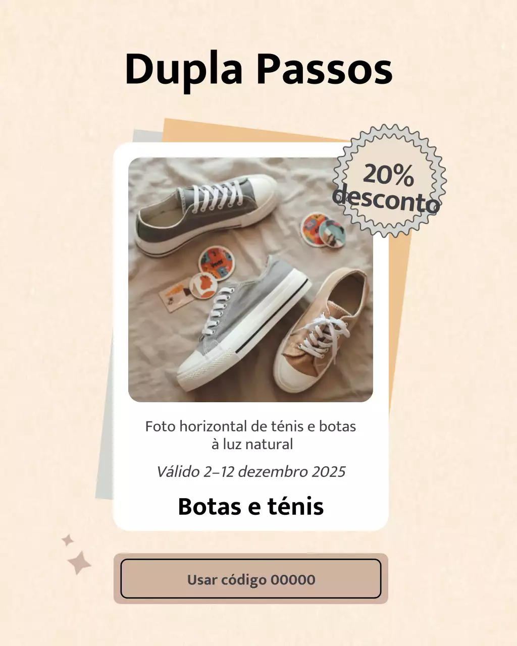Postagem promocional de calçados minimalistas bege no Instagram