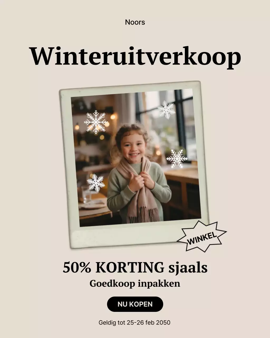 Beige moderne winteruitverkoop promotie Instagram-bericht