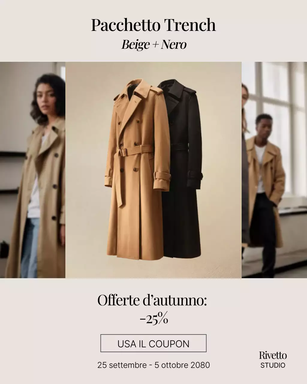 Post Instagram promozionale di moda minimal beige