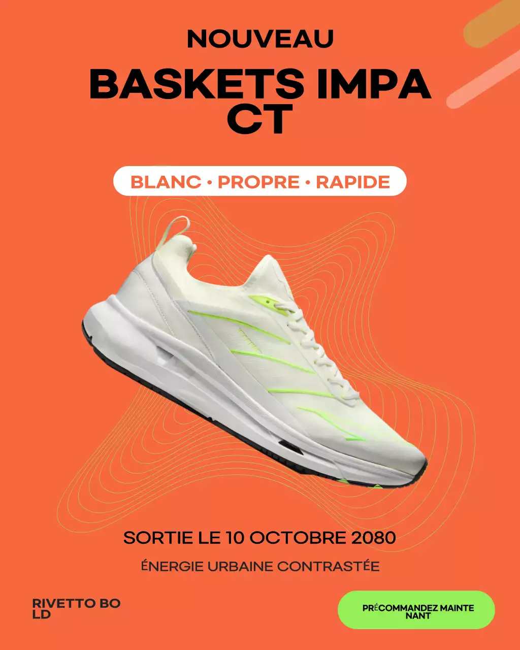 Publication Instagram promotionnelle sur les baskets modernes orange