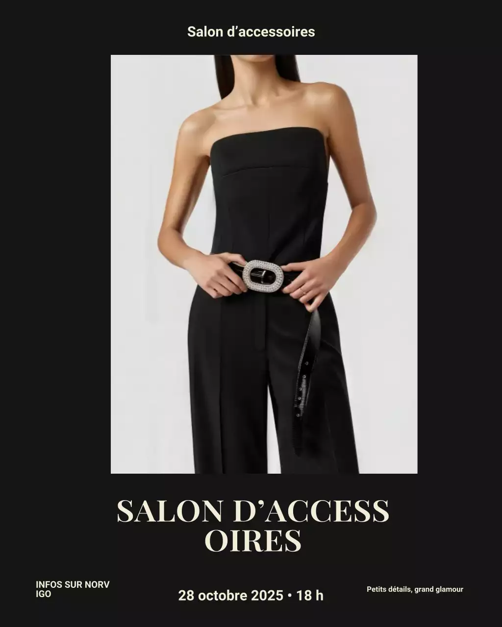 Publication Instagram d'un événement de mode élégant et noir