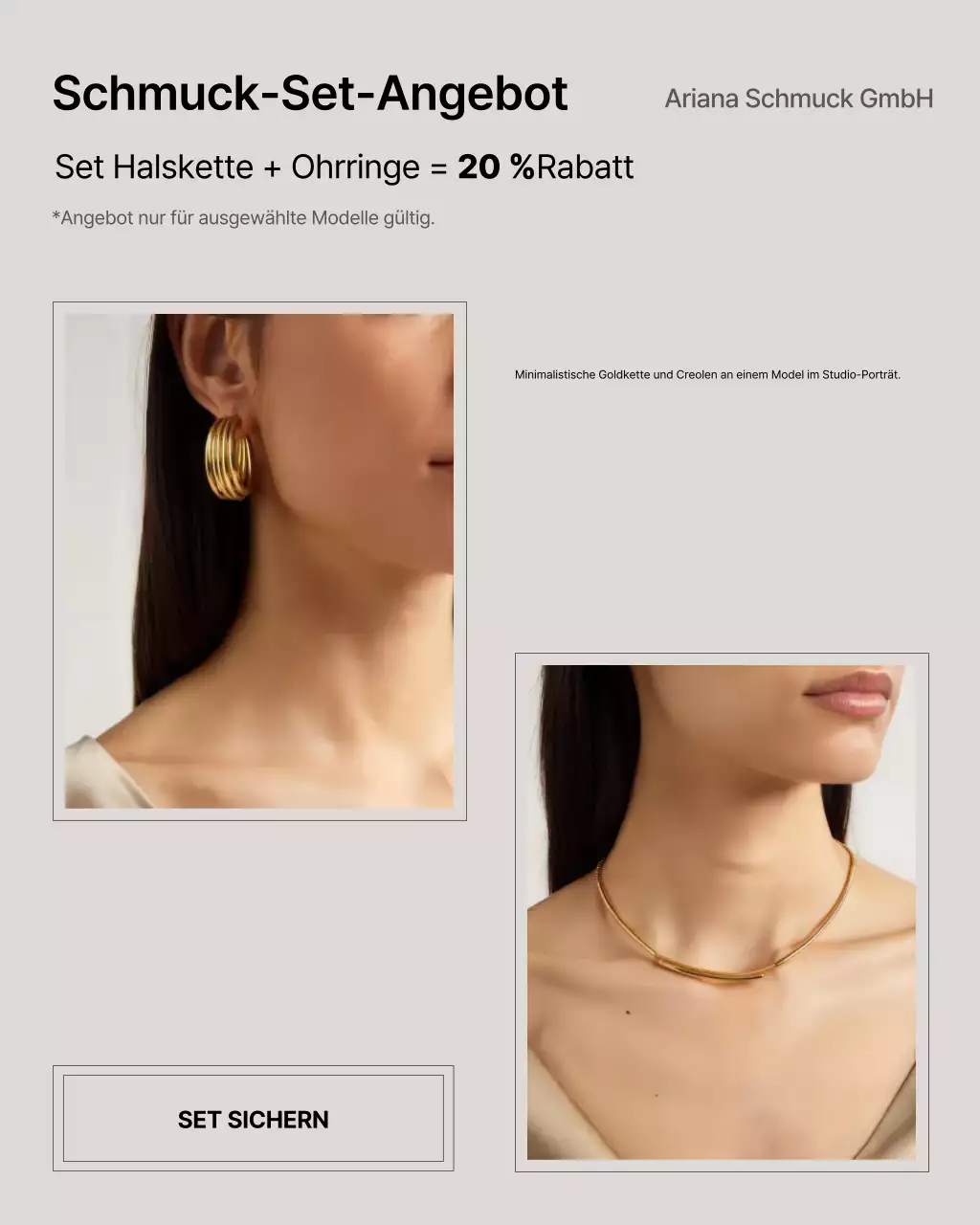 Instagram-Post zur Promotion von minimalistischem Goldschmuck
