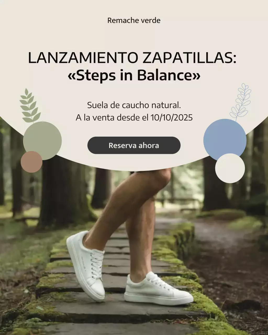 Publicación de Instagram sobre la promoción de zapatillas modernas beige