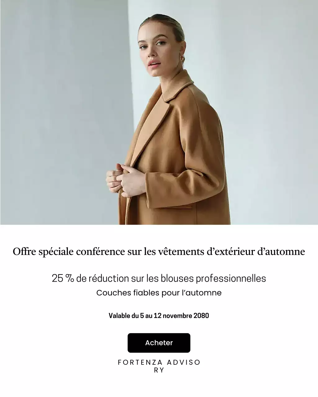 Publication Instagram promotionnelle sur les vêtements d'extérieur classiques marron