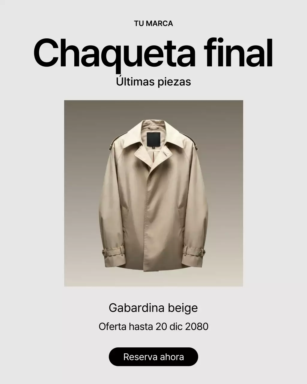 Publicidad de Instagram sobre chaqueta clásica beige