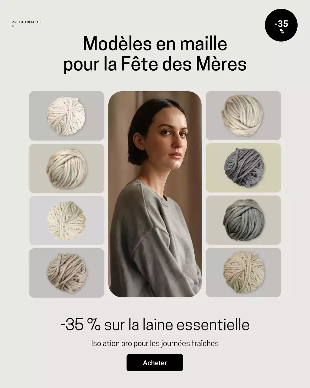 Publication Instagram promotionnelle sur les tricots beiges modernes