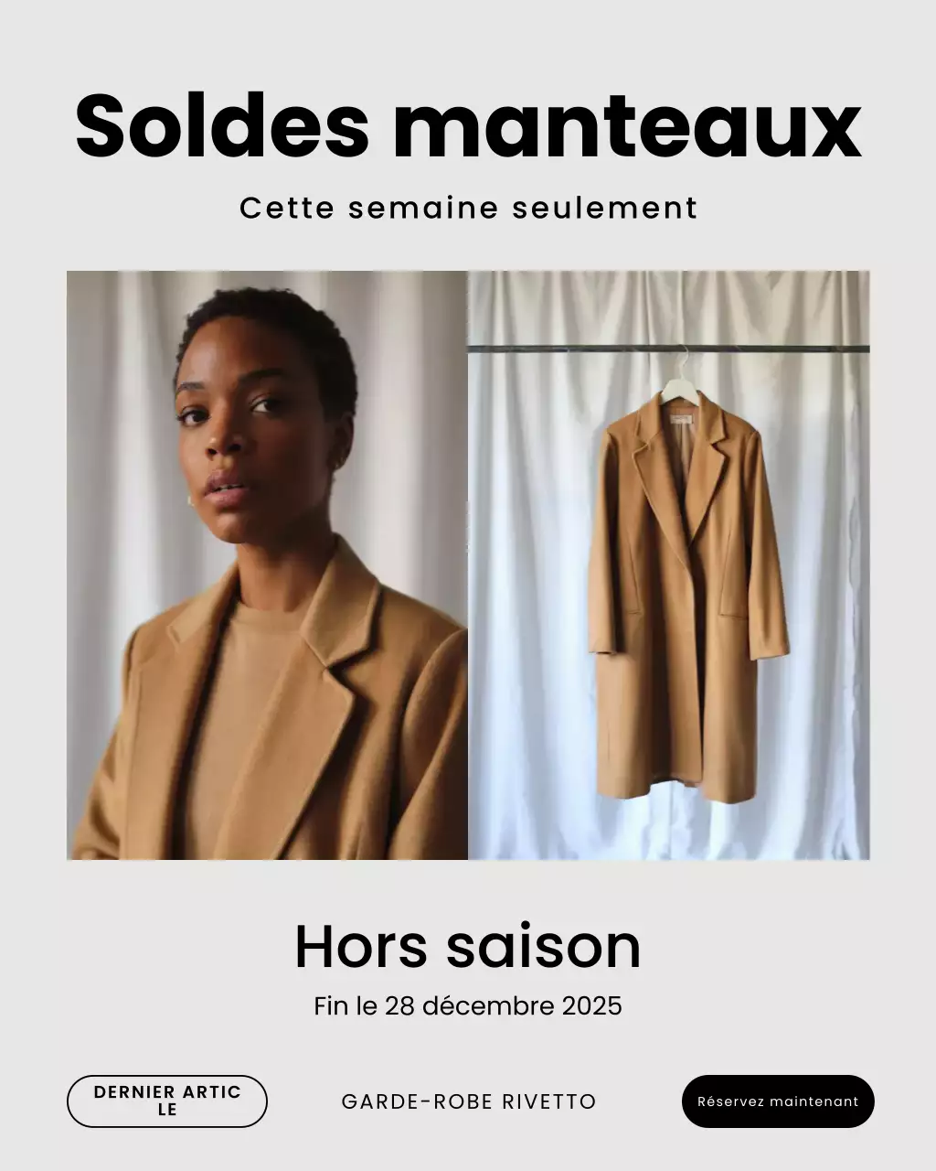Publication Instagram promotionnelle sur la mode classique beige