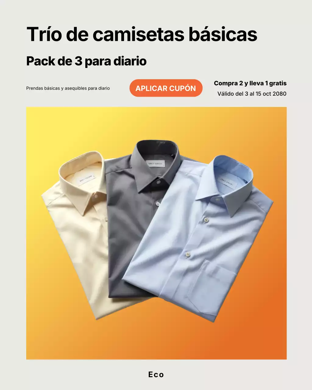 Publicación de Instagram sobre la promoción de la camisa moderna naranja