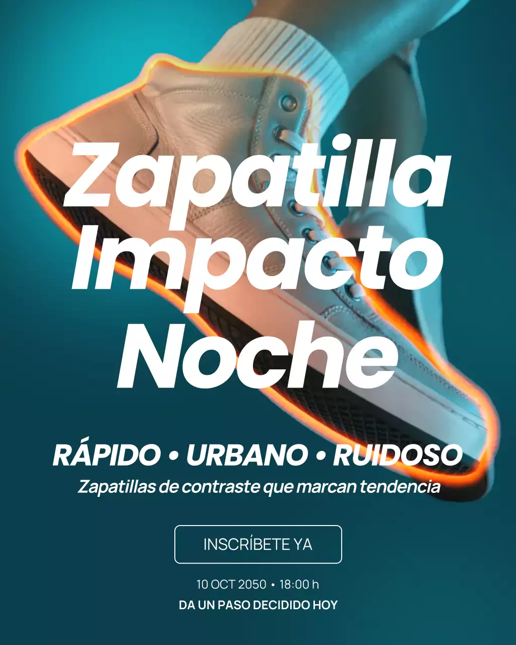 Anuncio de evento de zapatillas urbanas de neón