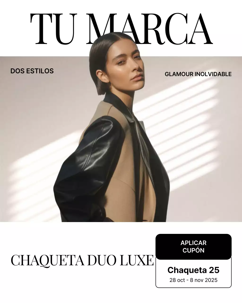 Publicación de Instagram de promoción de moda moderna en beige