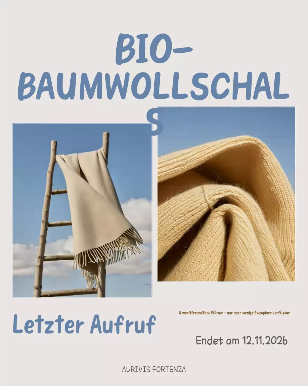 Instagram-Post zur Werbung für einen beigen rustikalen Schal