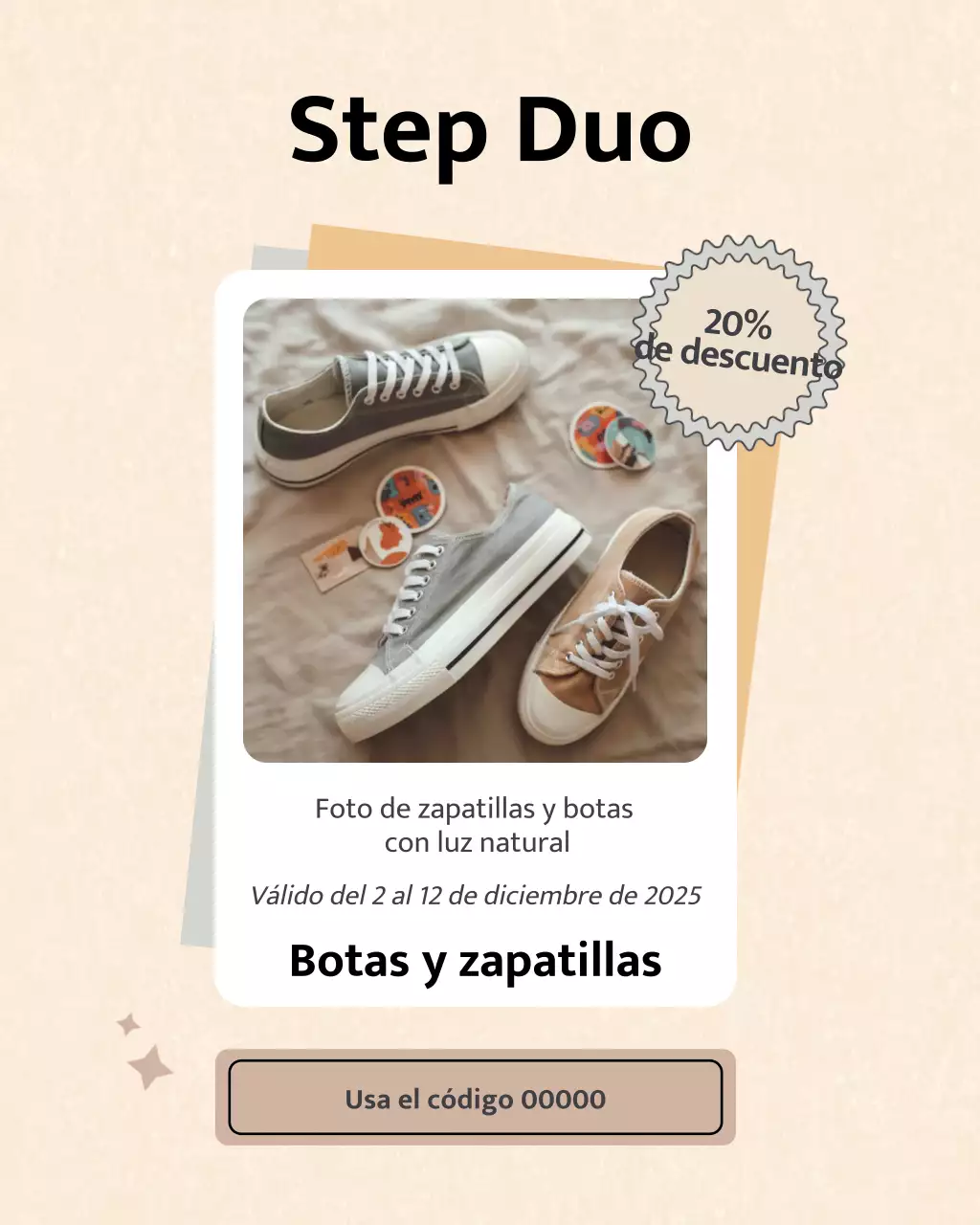 Publicación de Instagram sobre promoción de calzado minimalista beige