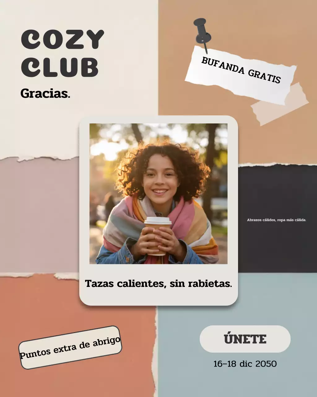 Publicación de Instagram sobre promoción de café retro beige