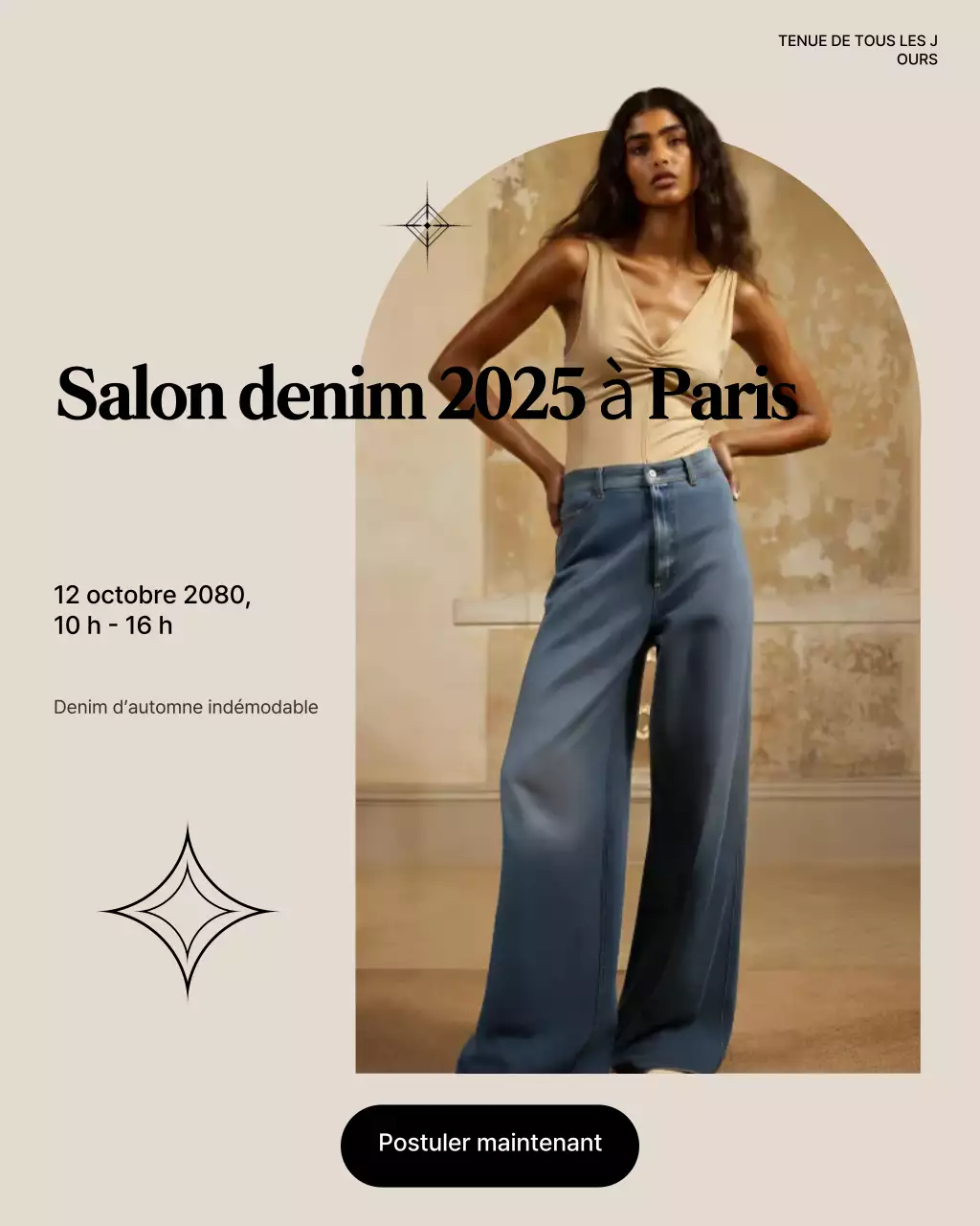 Publication Instagram d'un événement de mode moderne beige