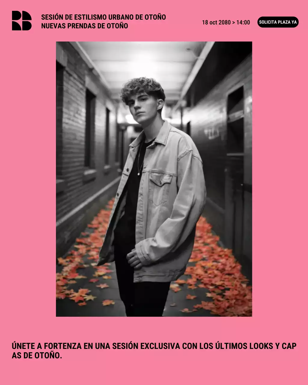 Publicación de Instagram para promocionar un evento de ropa urbana moderna de color rosa