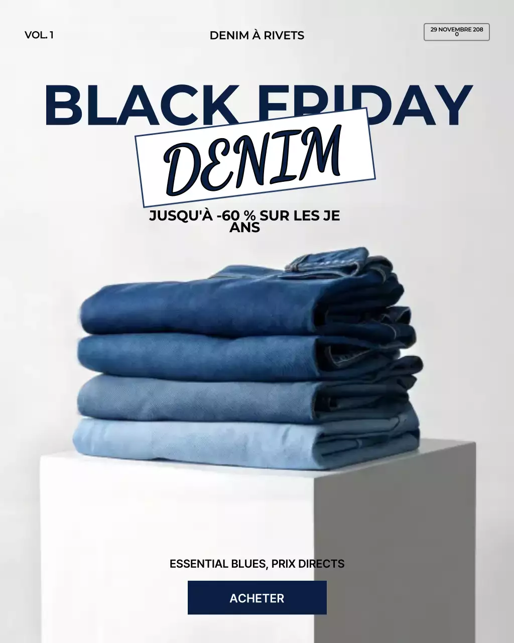 Publication Instagram sur la promotion des soldes de Blue Modern Denim