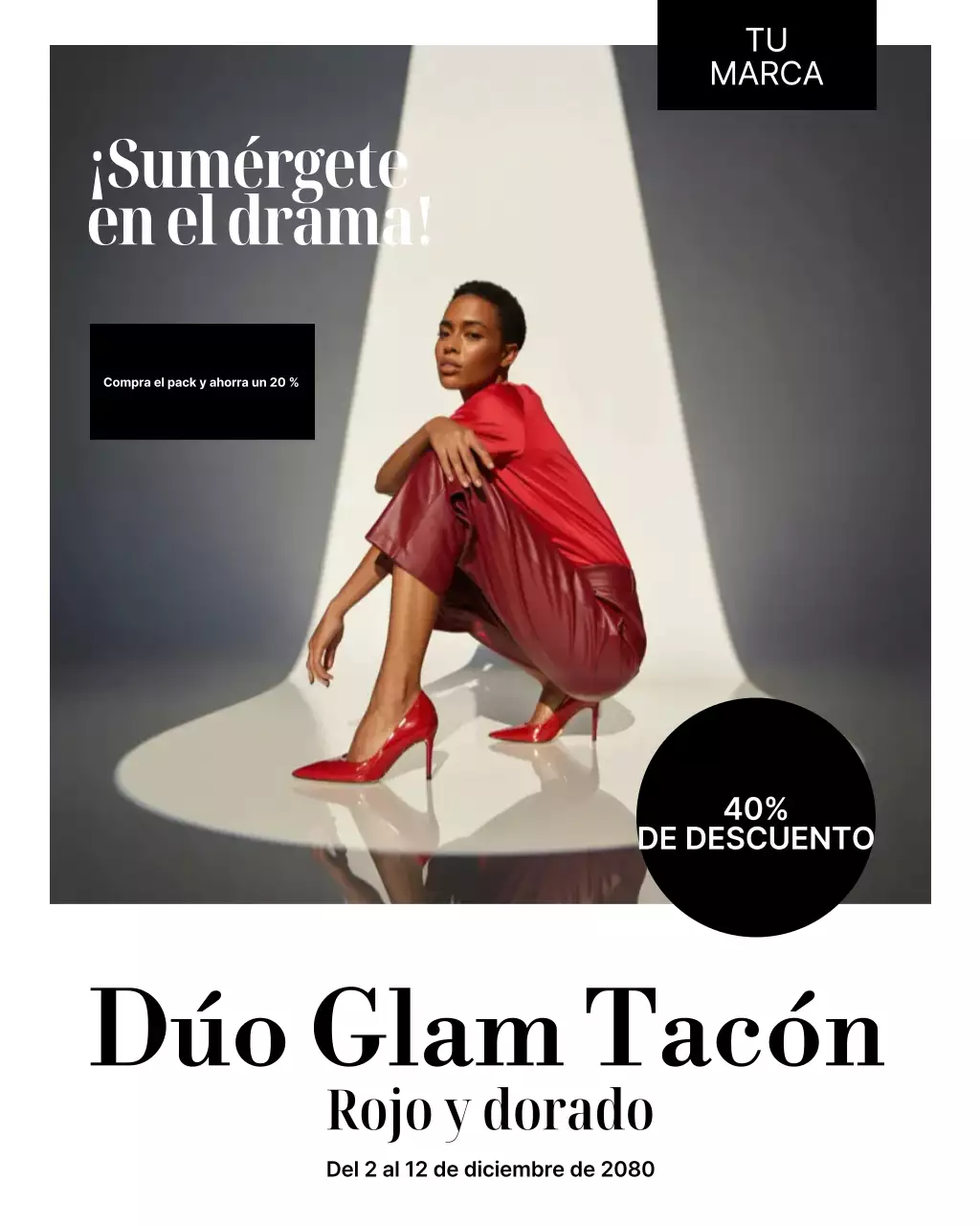 Publicación de Instagram de promoción de moda moderna en rojo