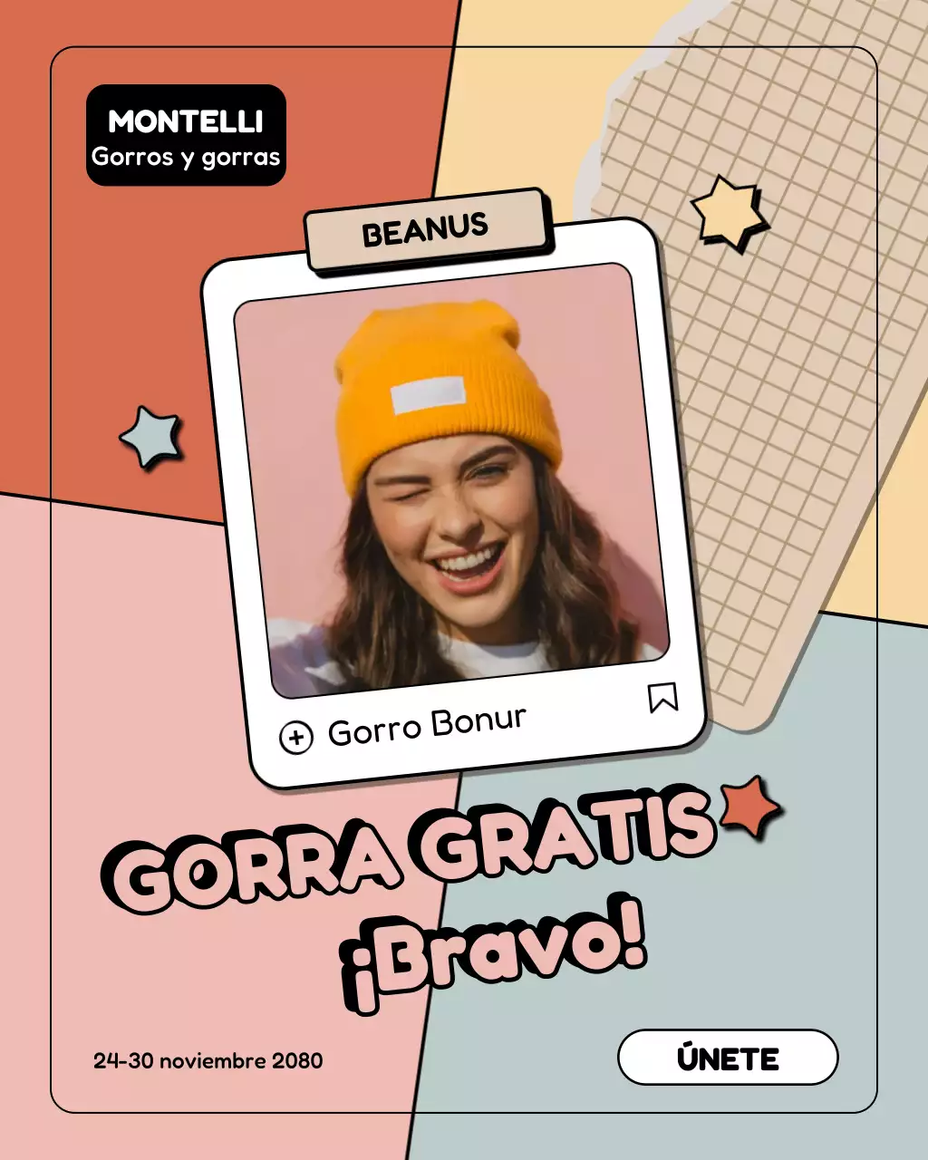 Publicación de Instagram sobre la promoción de sombreros de moda amarillos