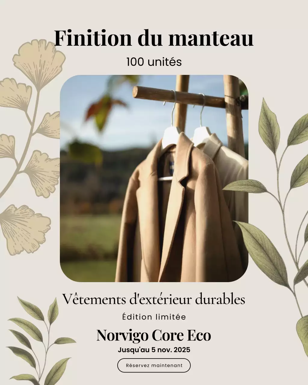 Publication Instagram sur la promotion des vêtements d'extérieur rustiques