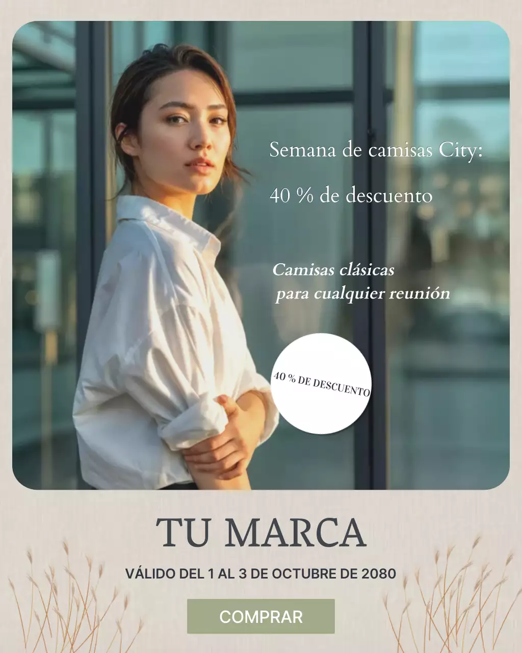 Publicación de Instagram de promoción de moda moderna blanca