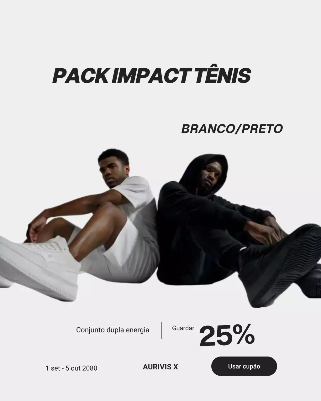 Postagem promocional do tênis preto moderno no Instagram
