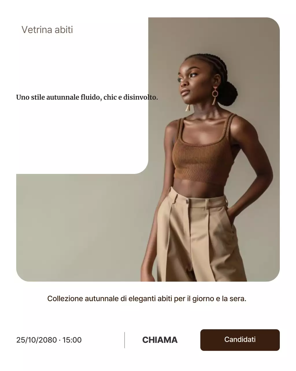 Post di Instagram sull'annuncio della moda moderna beige