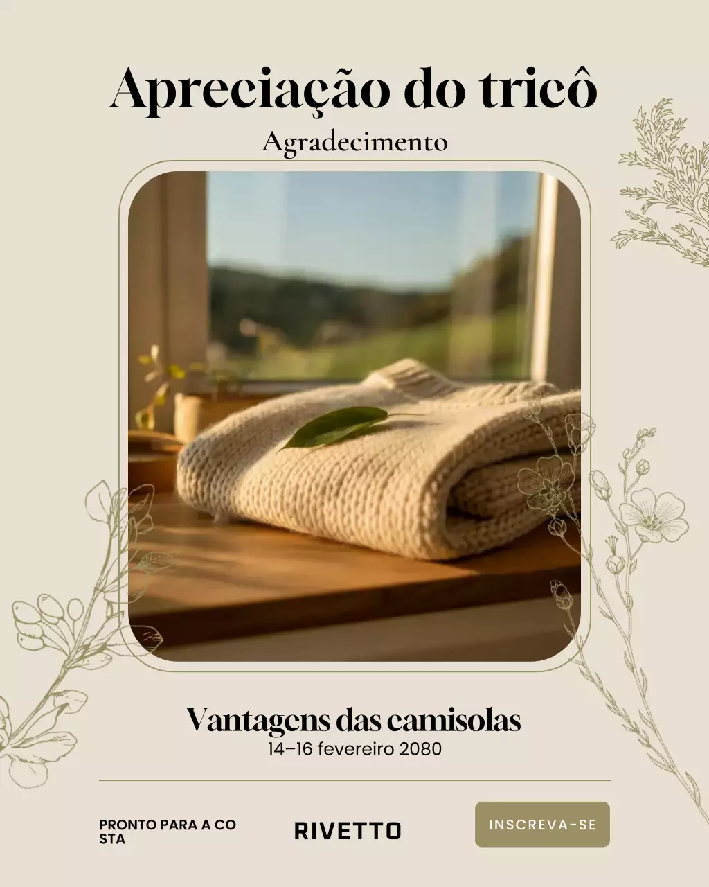 Postagem no Instagram para promoção de evento em malha elegante em creme