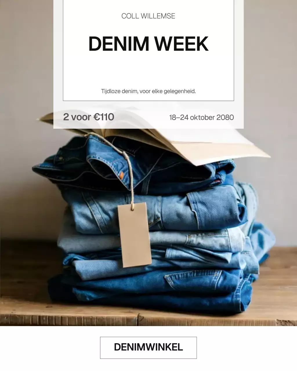 Instagram-bericht met een blauwe trendy denim-promotie