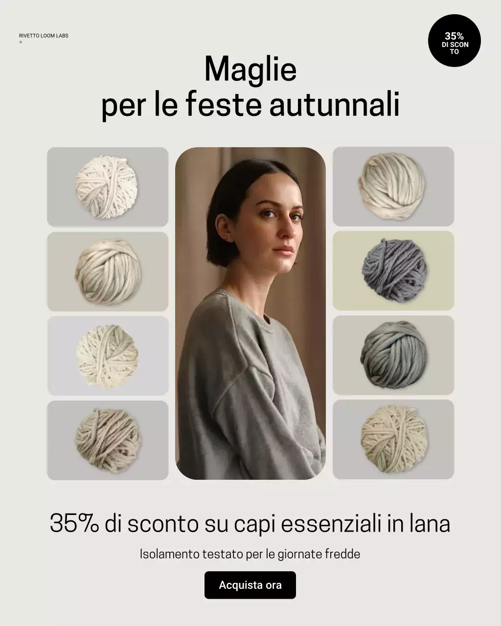 Post Instagram sulla promozione della maglieria moderna beige