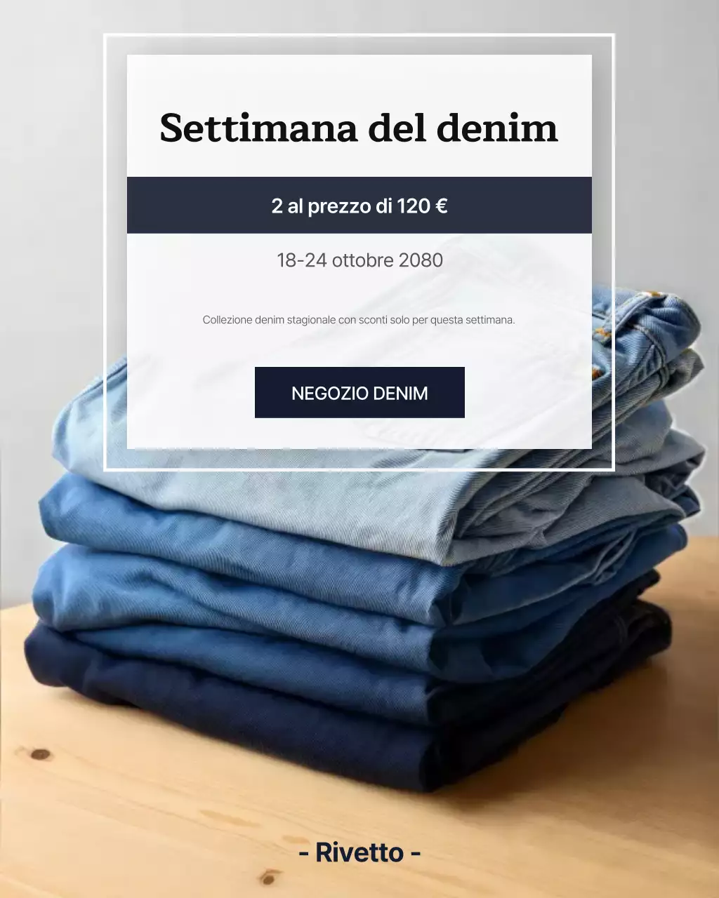Post Instagram sulla vendita di Blue Modern Denim