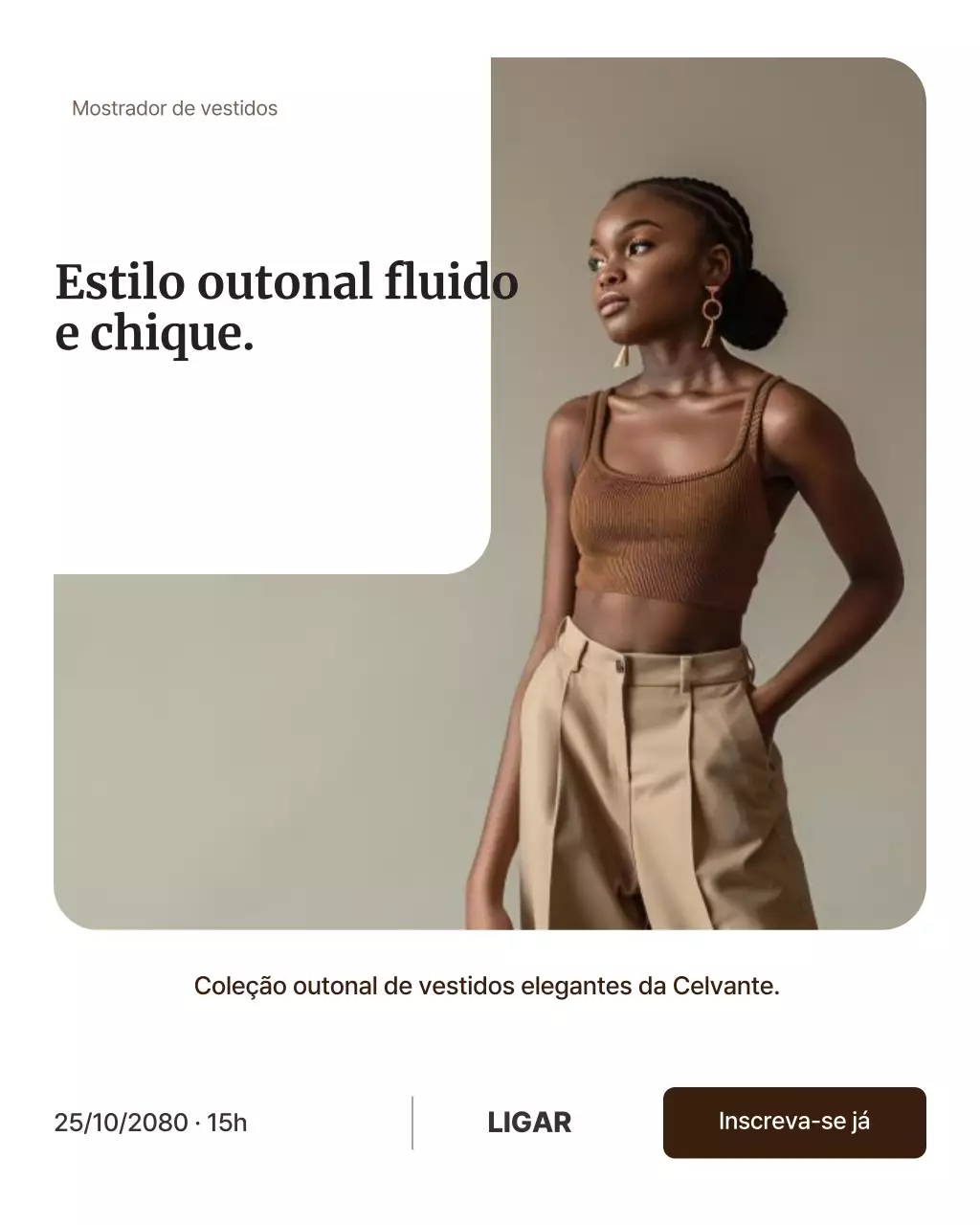 Publicação de anúncio de moda moderna bege no Instagram