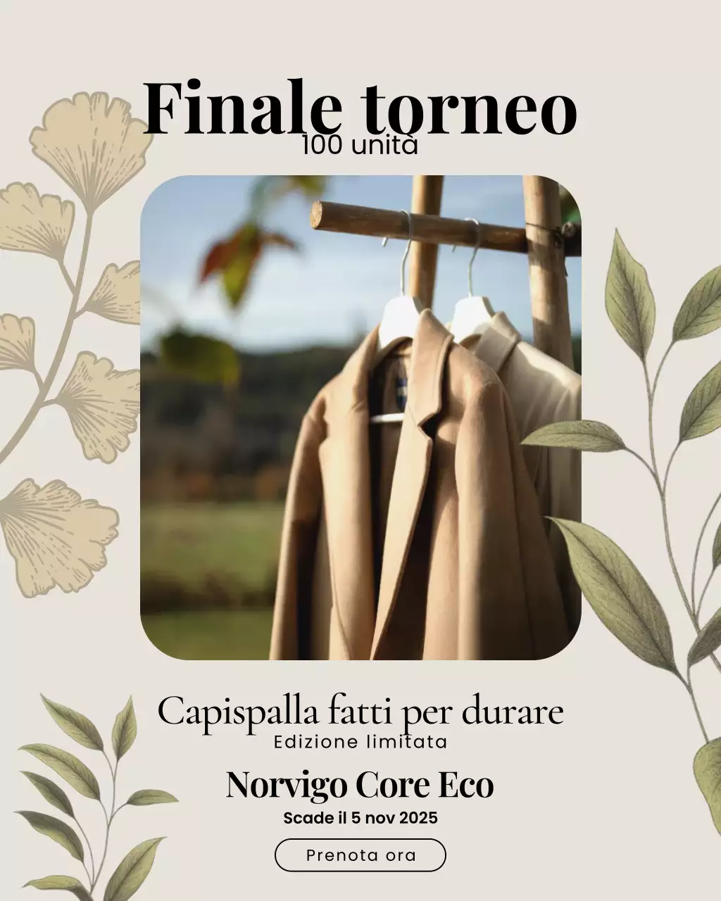 Post Instagram sulla promozione di capispalla rustici